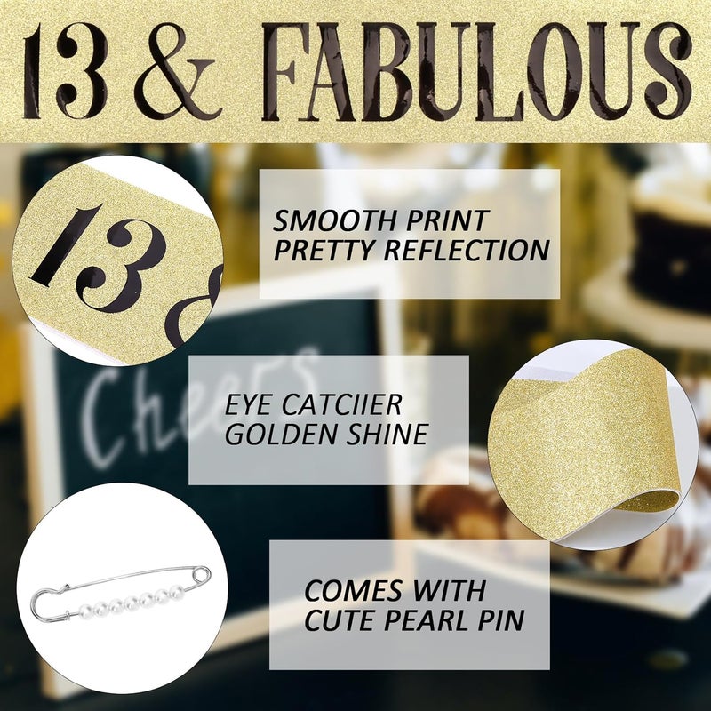 Hapdoo 13th Birthday Decorations Set - Gold 13th Birthday Crown and Sash with Tiara for Her - Image 4